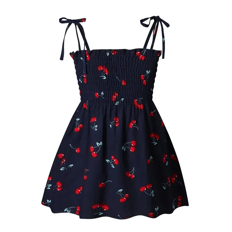 2024 Summer Baby Girl Floral Dress Children's Casual Toddler Kids Cotton Clothes Dress for Girls Sleeveless Sling Beach Sundress