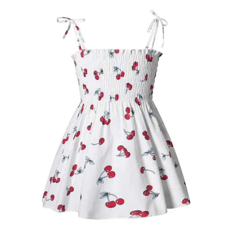 2024 Summer Baby Girl Floral Dress Children's Casual Toddler Kids Cotton Clothes Dress for Girls Sleeveless Sling Beach Sundress