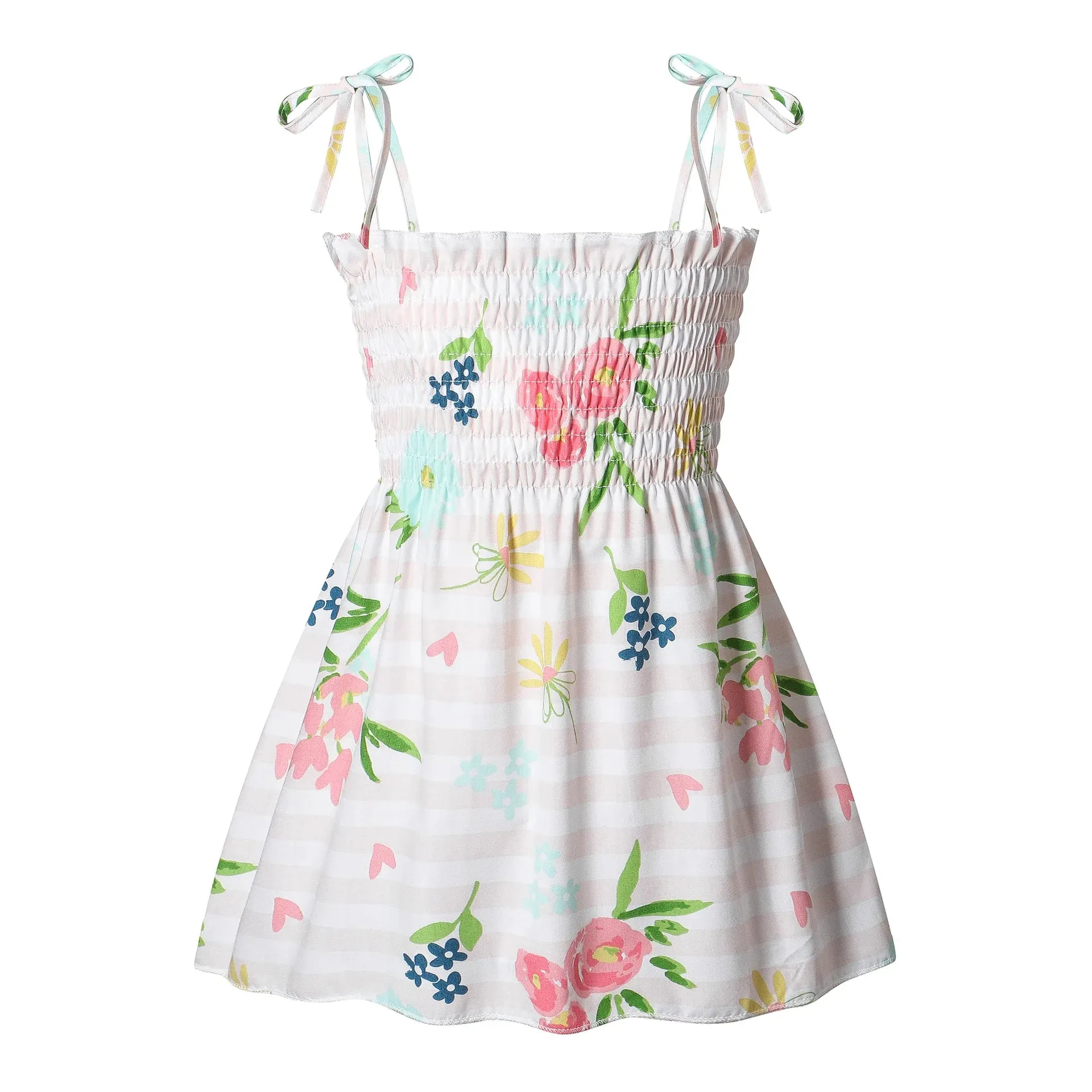 2024 Summer Baby Girl Floral Dress Children's Casual Toddler Kids Cotton Clothes Dress for Girls Sleeveless Sling Beach Sundress