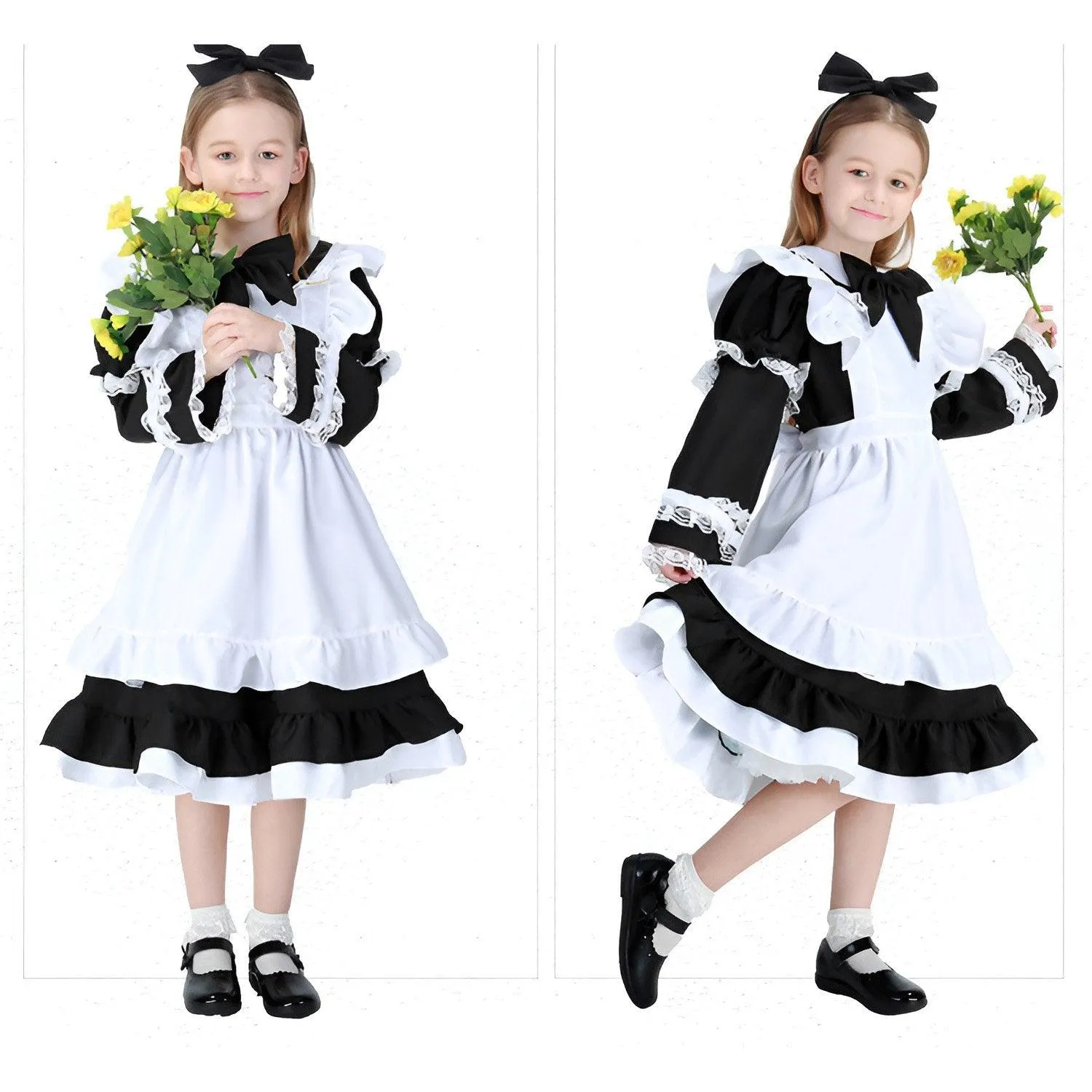 Alice in Wonderland Kids Costume Dress Black & White