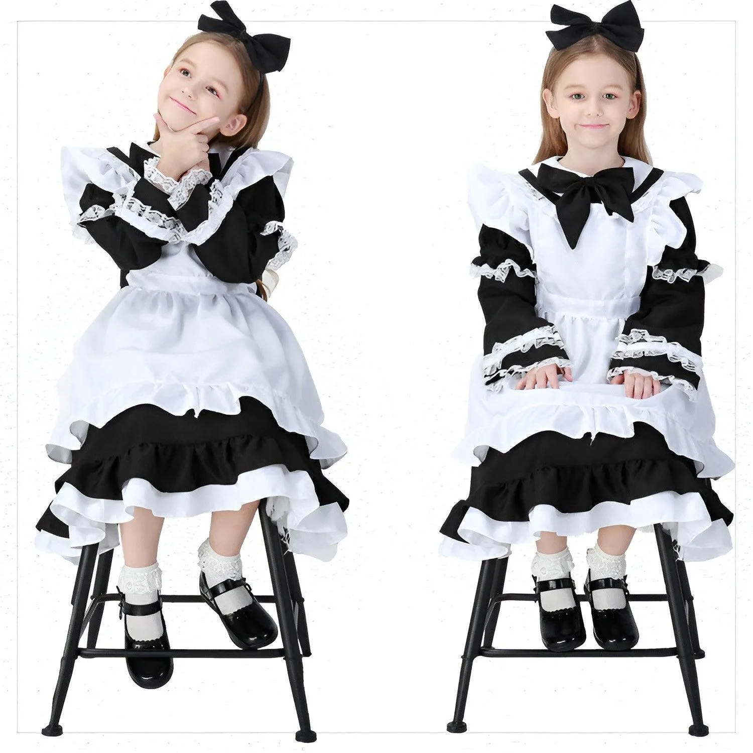 Alice in Wonderland Kids Costume Dress Black & White