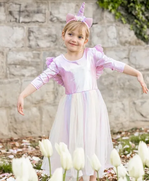 Alicorn Dress with Wings & Headband, White, Size 3-4