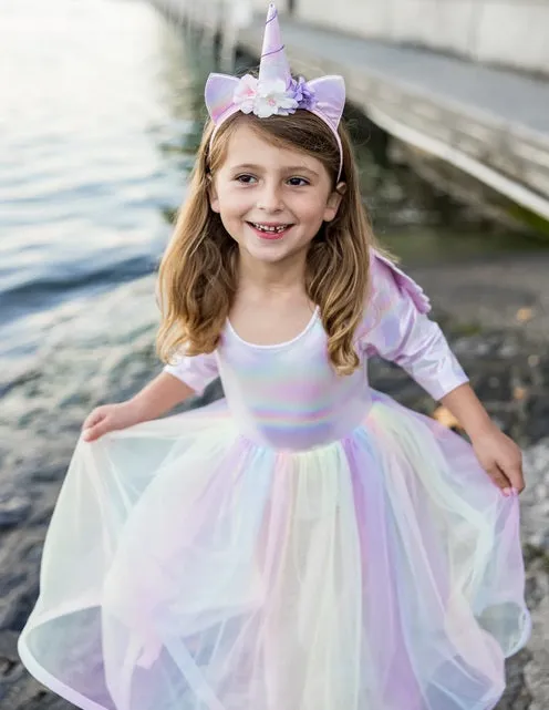 Alicorn Dress with Wings & Headband, White, Size 3-4