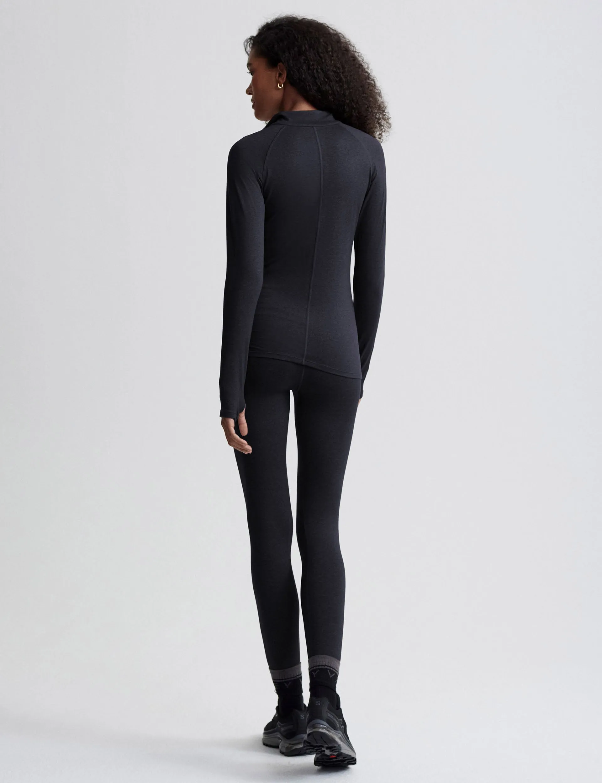 Always Warm Half-Zip Base Layer Top - Black Marl