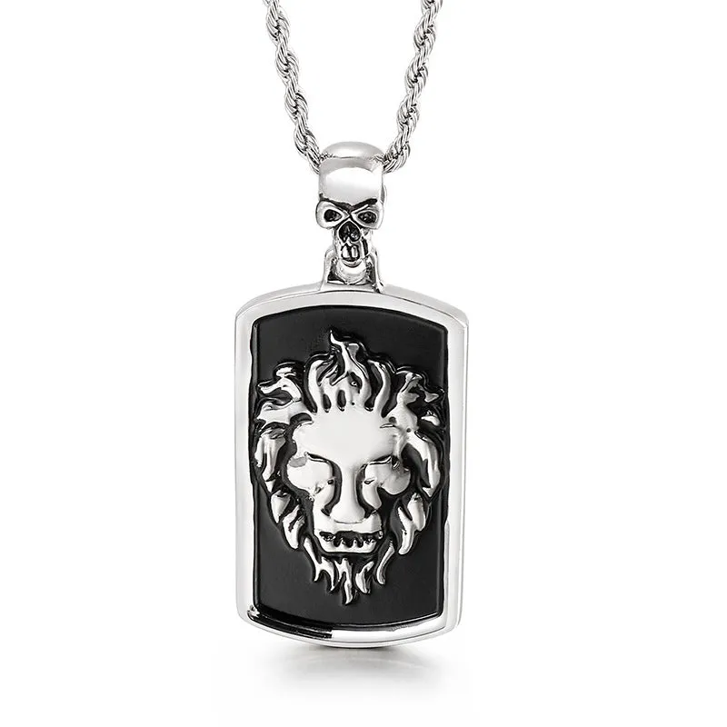 Anchor Skull Diamond Pendant Necklace for Men, Hipster Shield Titanium Steel