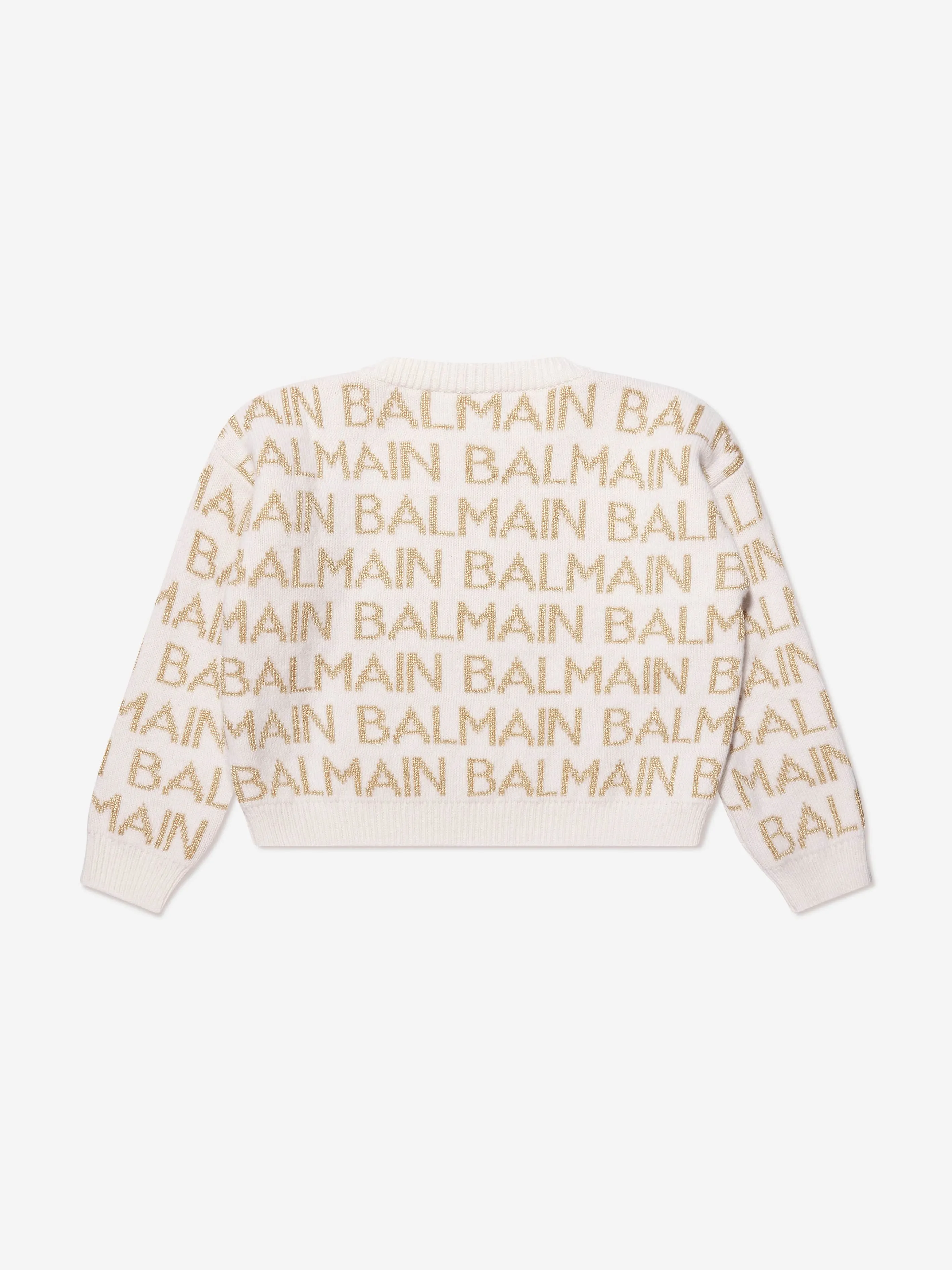 Balmain Girls Logo Jumper in Ivory