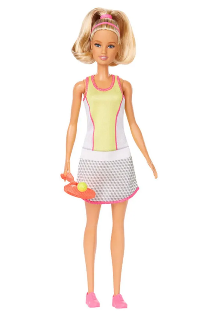 Barbie Blonde Tennis Player Doll with Tennis Outfit, Racket and Ball