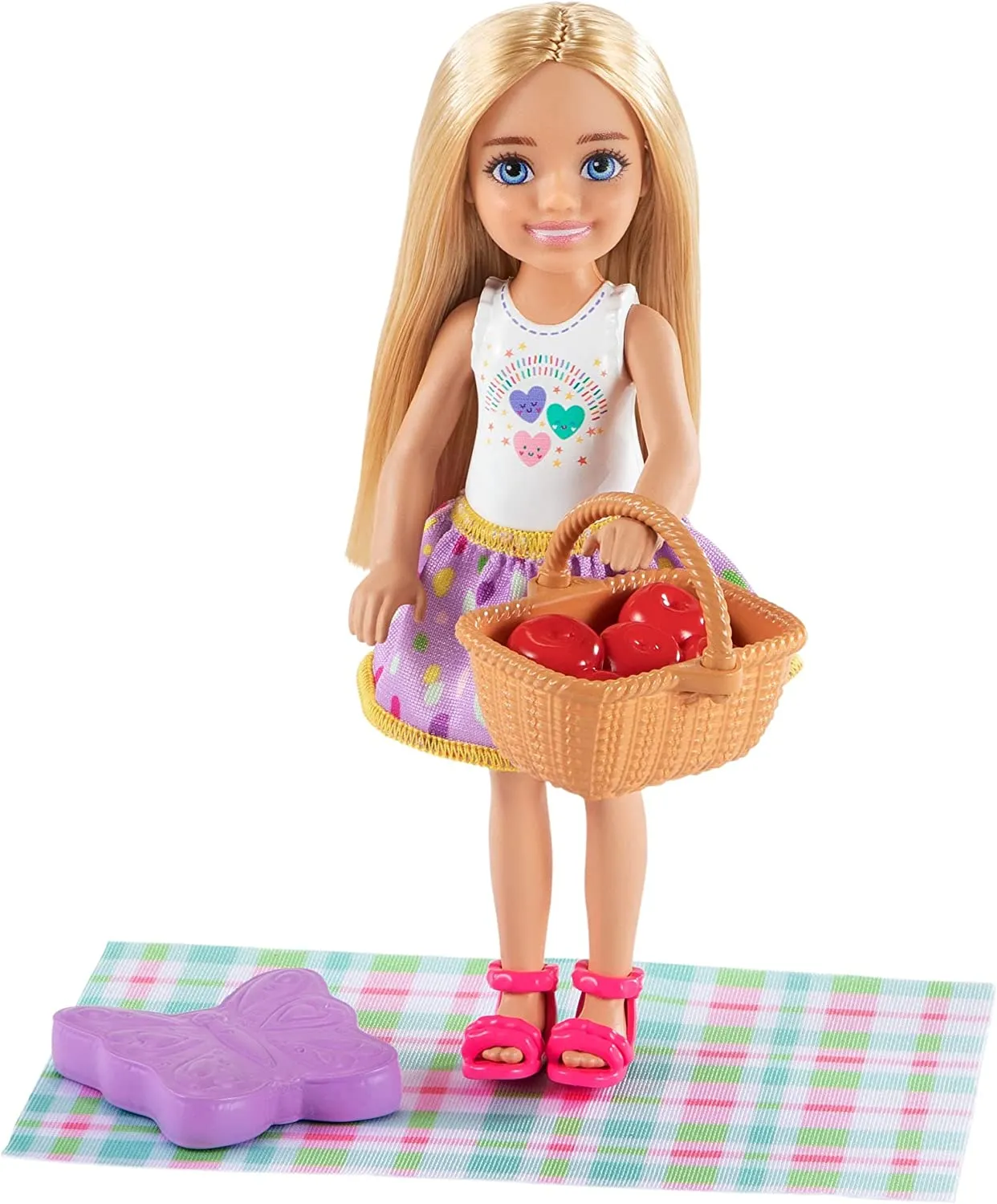 Barbie Chelsea Picnic Playset with Chelsea Doll (6-in Blonde), Pet Kitten, Picnic Table, Umbrella, Basket & Accessories