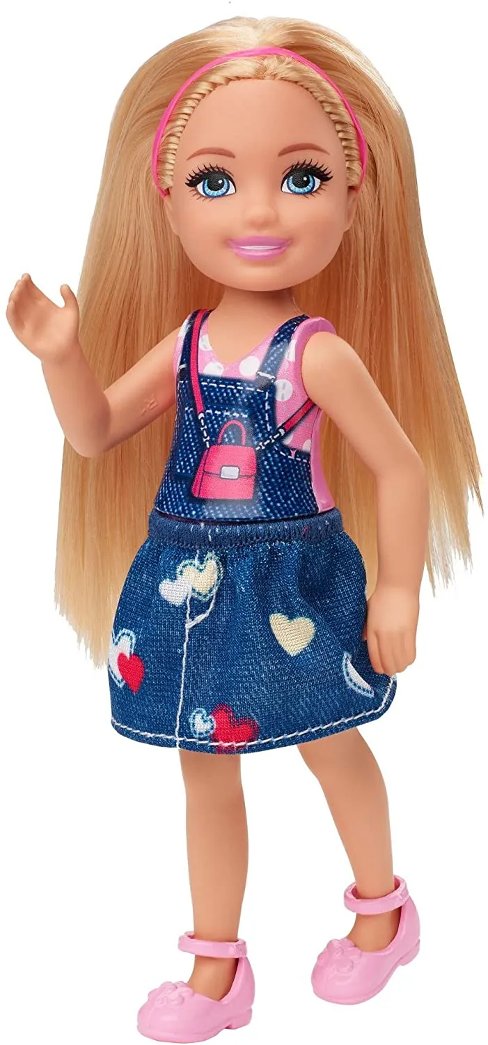 Barbie Club Chelsea Doll (6-inch Blonde) with Graphic Top and Jean Skirt