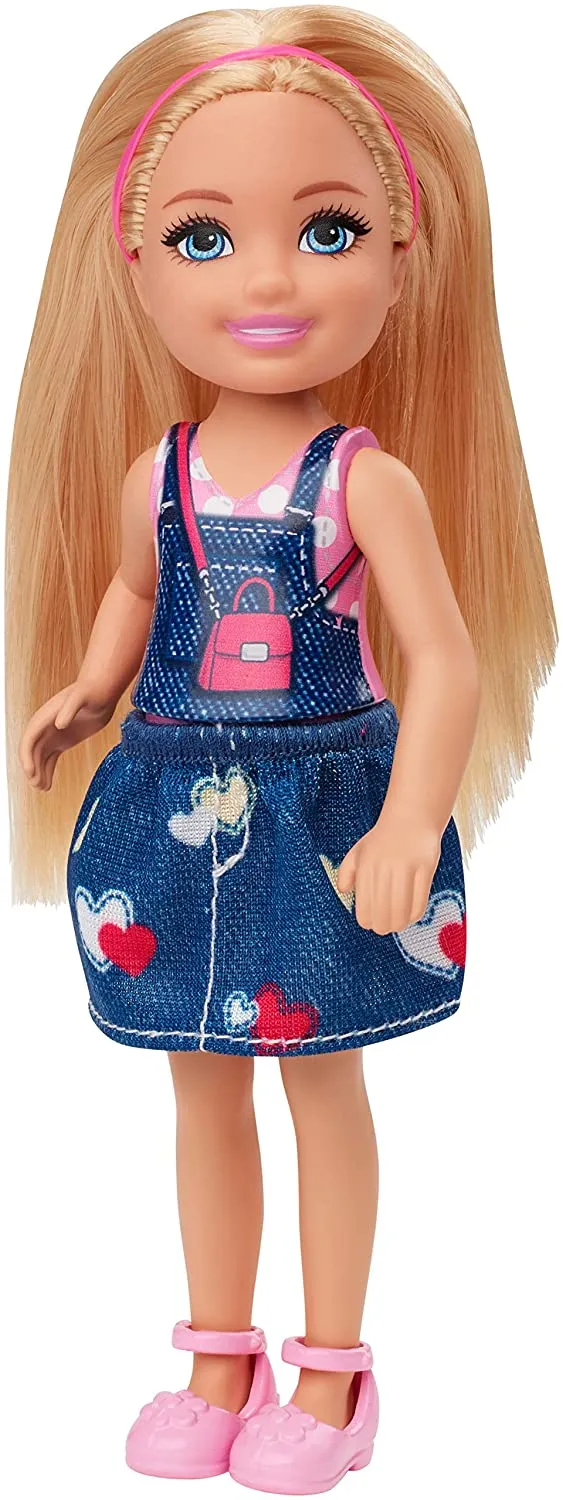 Barbie Club Chelsea Doll (6-inch Blonde) with Graphic Top and Jean Skirt