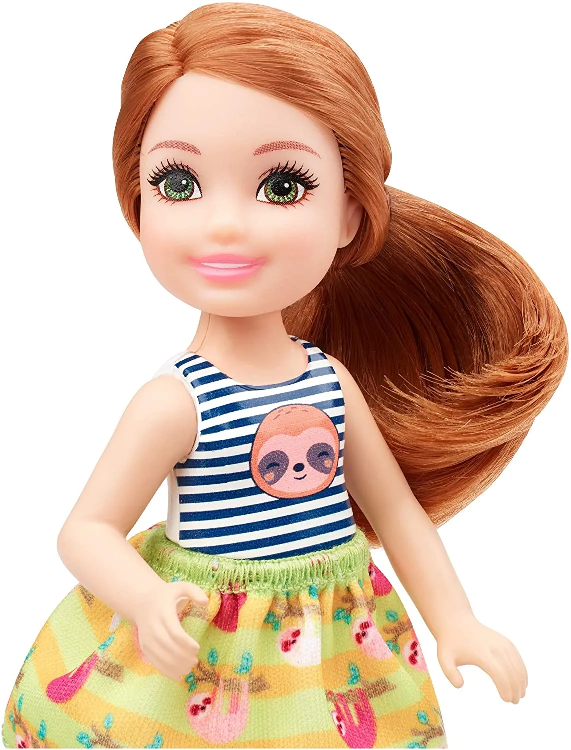 Barbie Club Chelsea Doll (6-inch) with Red Hair, Wearing Sloth Graphic and Skirt, for 3 to 7 Year Olds