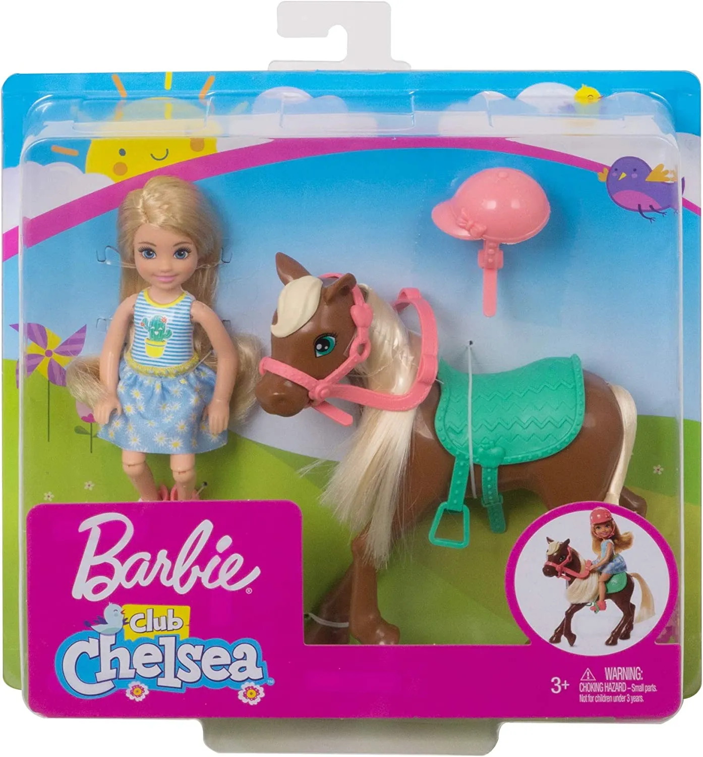 Barbie Club Chelsea Doll and Horse, 6-inch Blonde, Wearing Fashion and Accessories