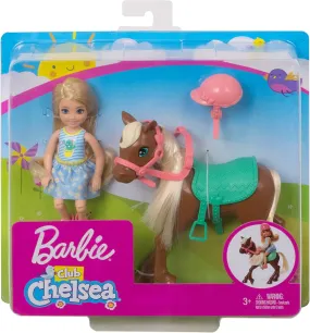 Barbie Club Chelsea Doll and Horse, 6-inch Blonde, Wearing Fashion and Accessories