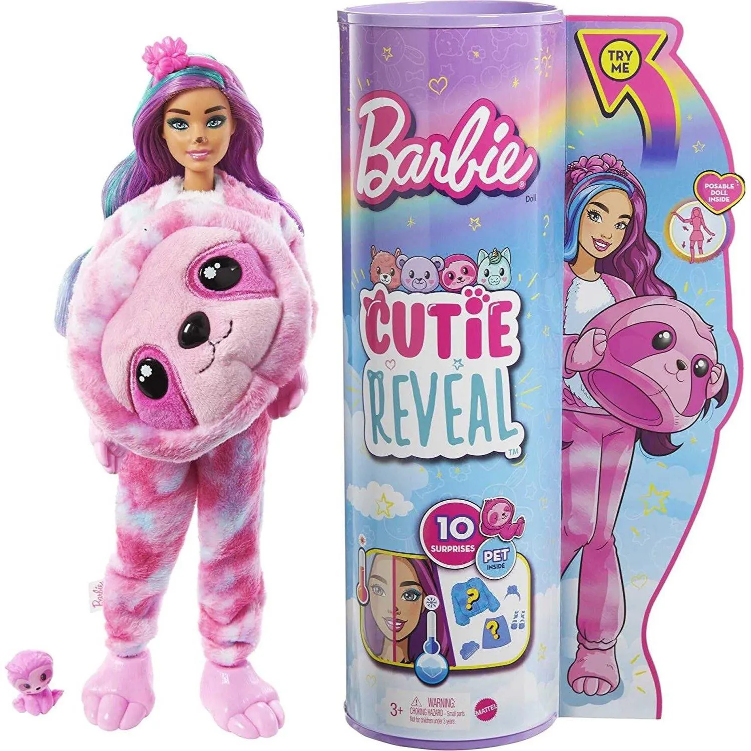 Barbie Cutie Reveal Doll with Sloth Plush