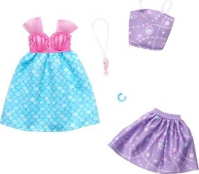 Barbie Fashion 2-Pack, Mermaid Dress, Purple Top   Skirt, Pink Seahorse Necklace, And A Blue Bracelet