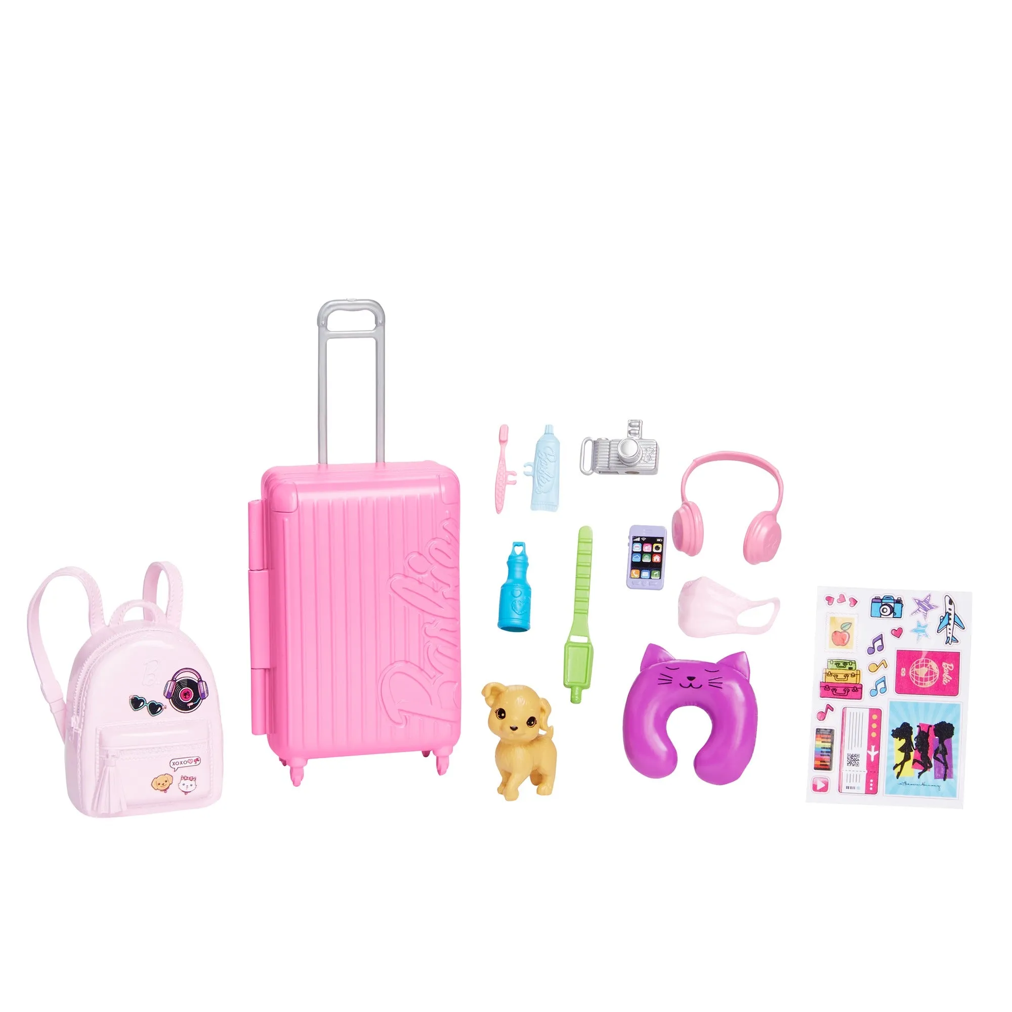 Barbie Malibu Travel Set with Puppy Doll and Accessories for Kids Ages 3 