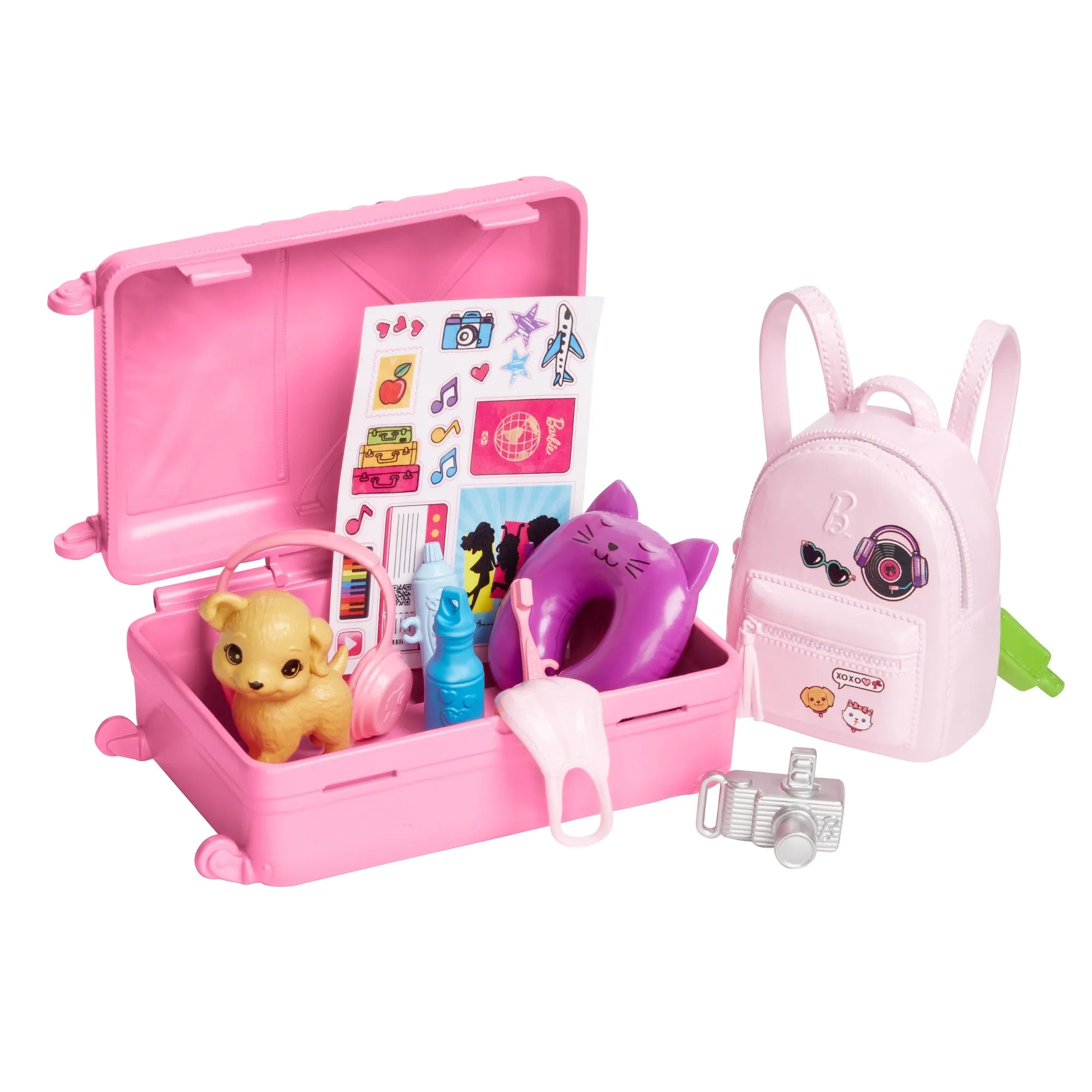 Barbie Malibu Travel Set with Puppy Doll and Accessories for Kids Ages 3 