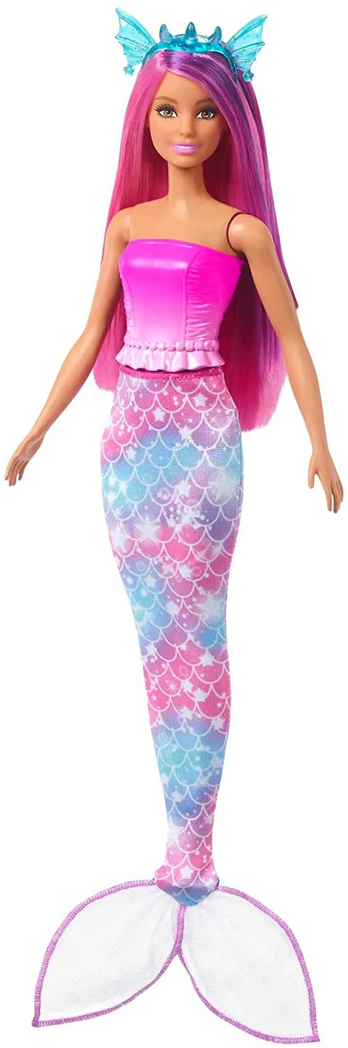 Barbie Mermaid Fantasy Dress-Up Clothes Set & Accessories Doll with Baby Unicorn and Dragon Pets for Kids Ages 3 