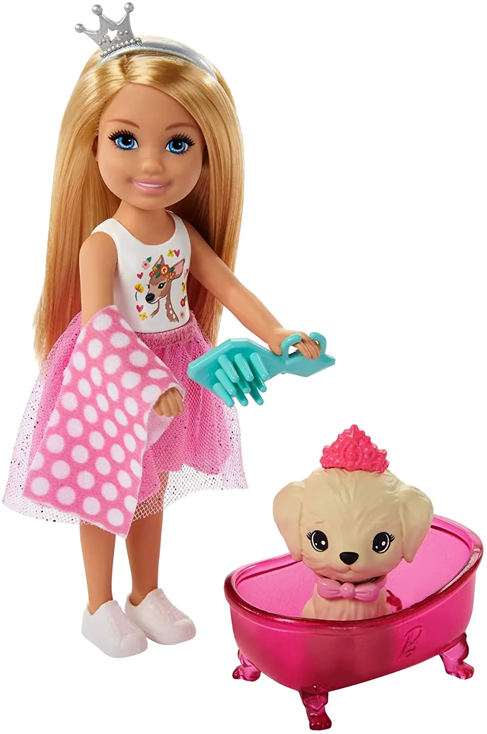 Barbie Princess Adventure Chelsea Pet Castle Playset, with Blonde Chelsea Doll (6-inch), 4 Pets and Accessories, Gift for 3 to 7 Year Olds