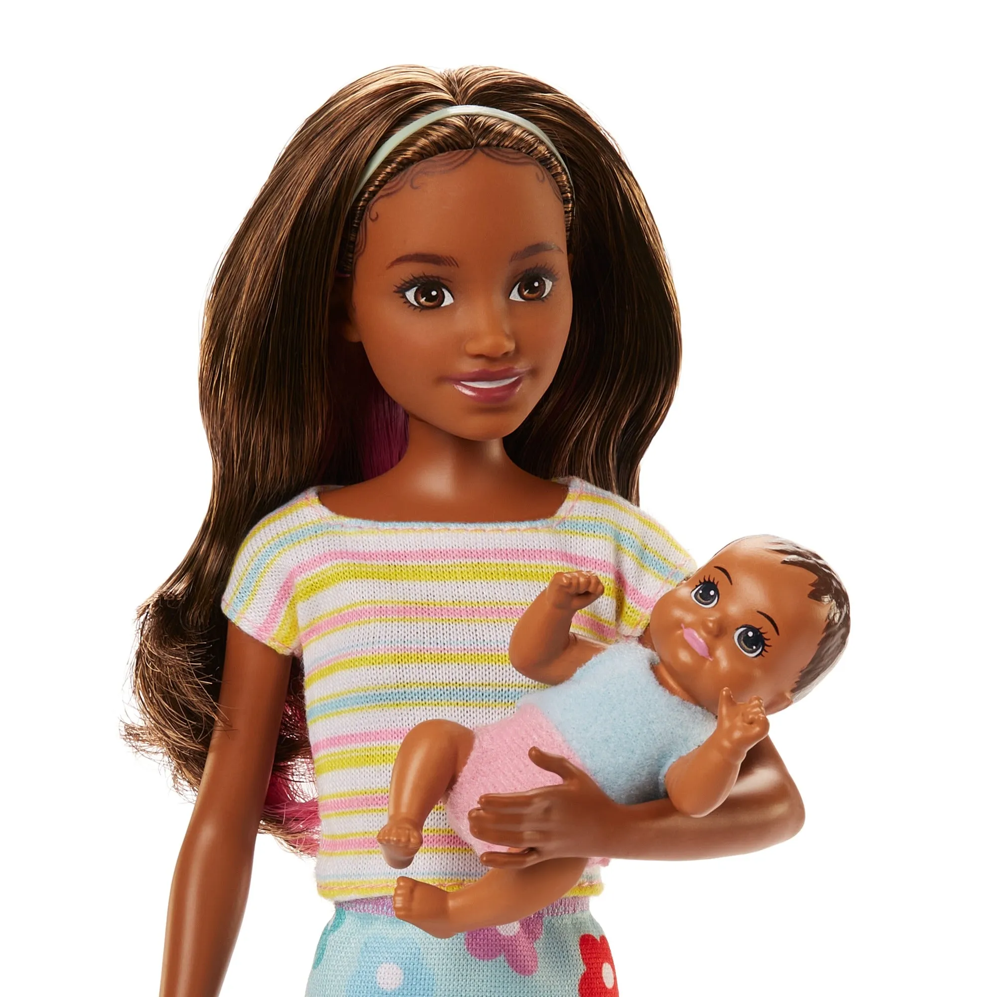 Barbie Skipper Babysitters Doll & Accessories Set with Brunette Skipper Doll with Baby Figure and 5 Accessories for Kids Ages 3 