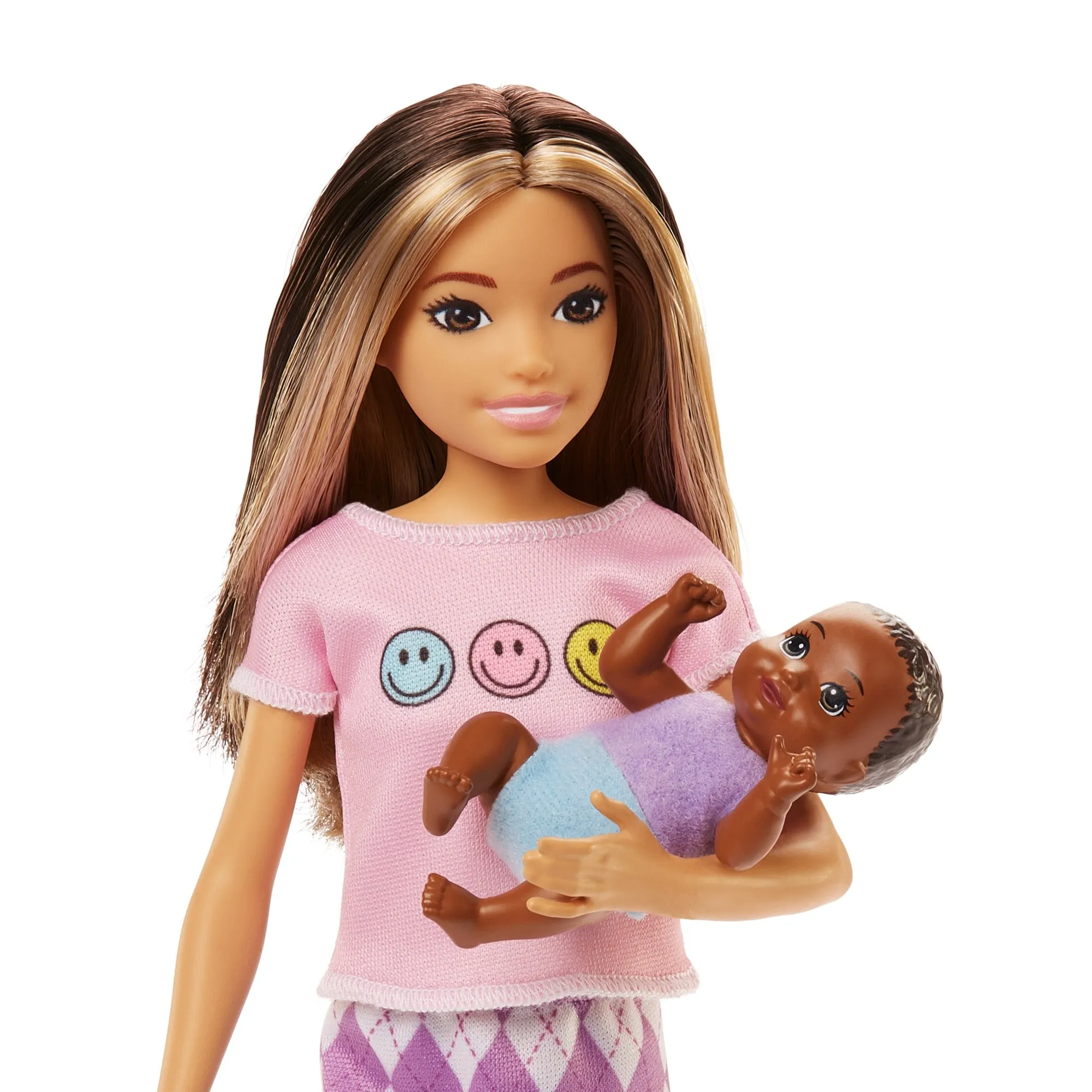 Barbie Skipper Babysitters Doll & Accessories Set with Two Tone Hair Skipper Doll with Baby Figure and 5 Accessories for Kids Ages 3 