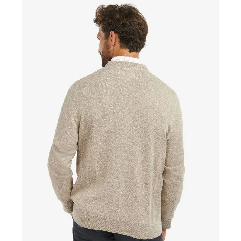 Barbour Firle Cotton Cashmere Mens Crew Neck Jumper - Stone Marl