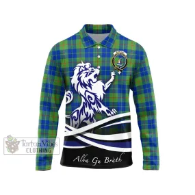 Barclay Hunting Ancient Tartan Long Sleeve Polo Shirt with Alba Gu Brath Regal Lion Emblem