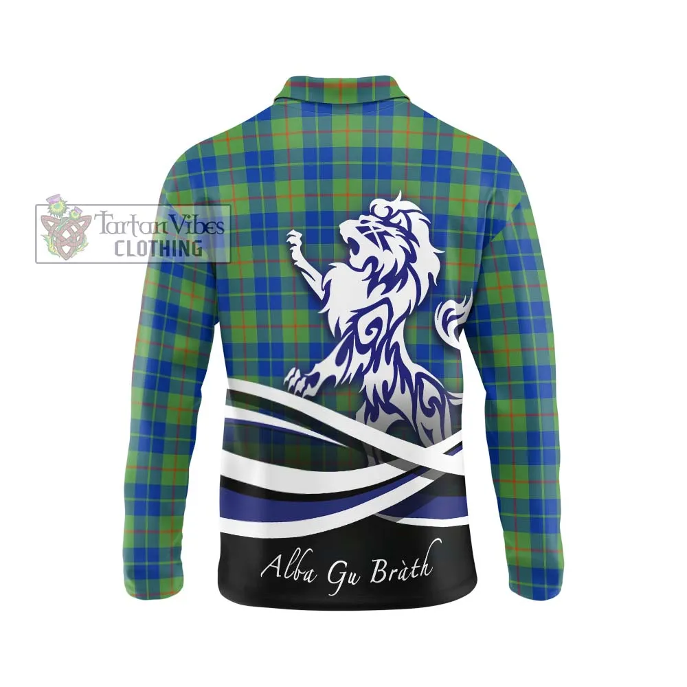 Barclay Hunting Ancient Tartan Long Sleeve Polo Shirt with Alba Gu Brath Regal Lion Emblem