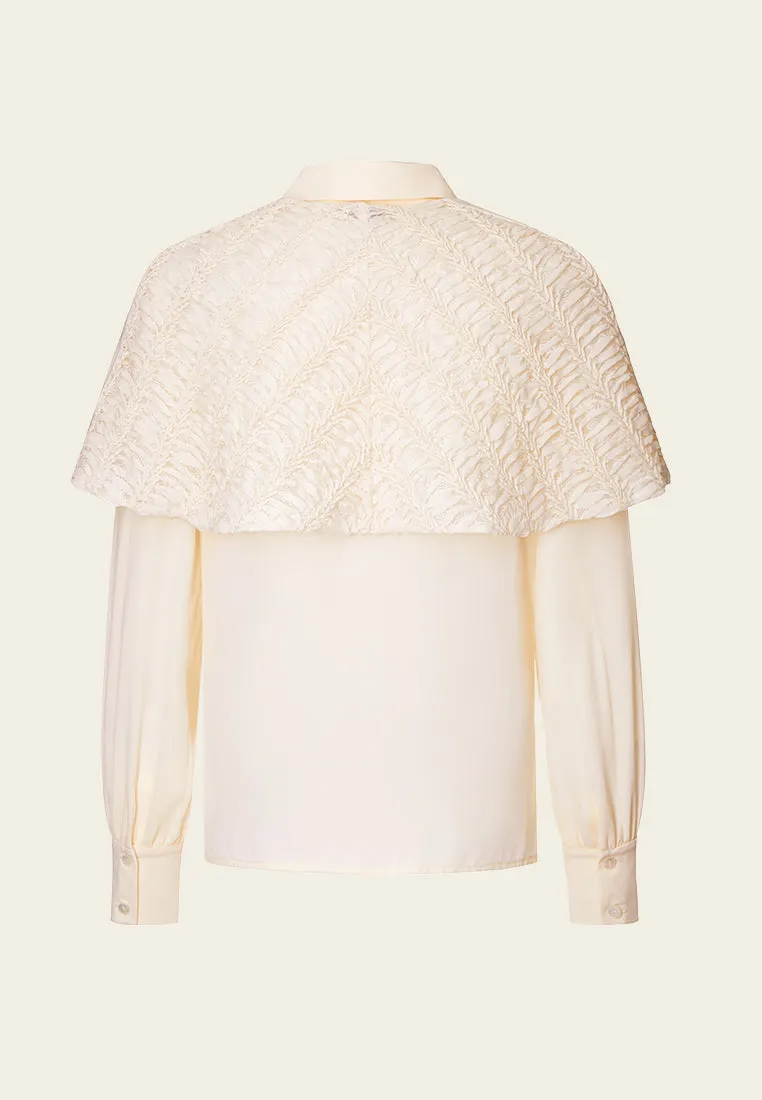 Beige Textured Cape Chiffon Shirt