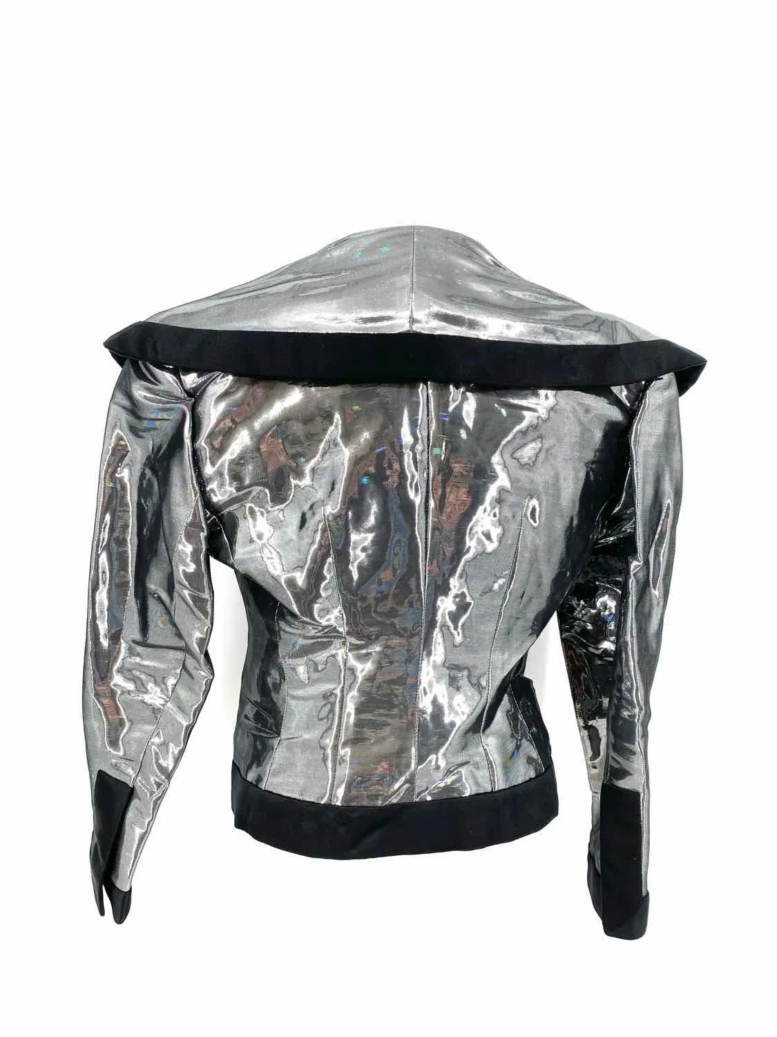 Bisang Couture Women's Silver Collared Holographic Size 6 Jacket