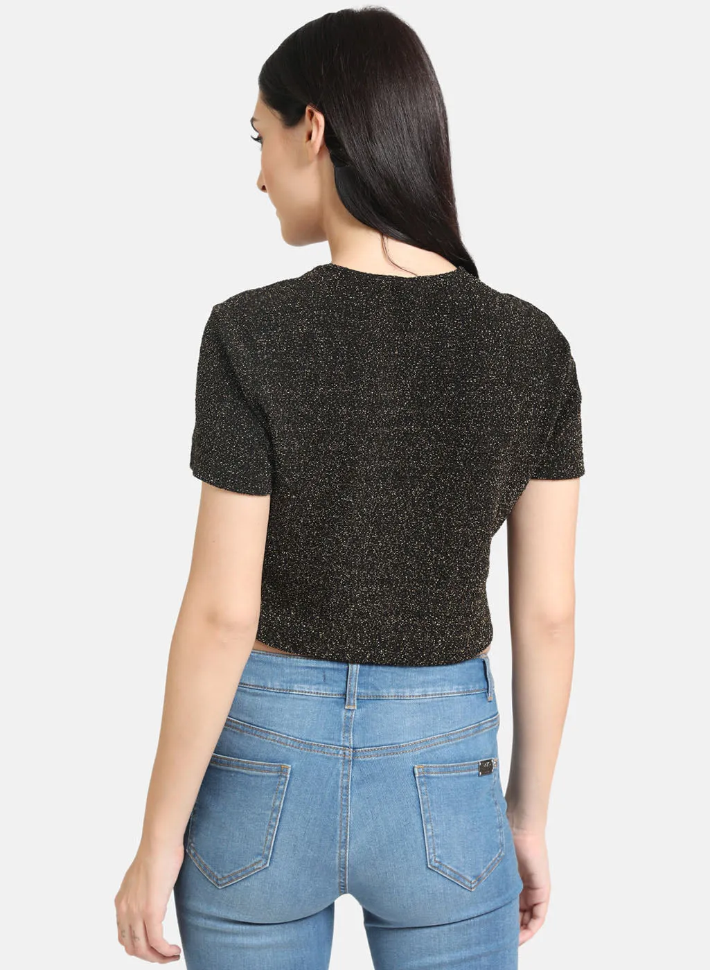 Black Lurex Crop Top