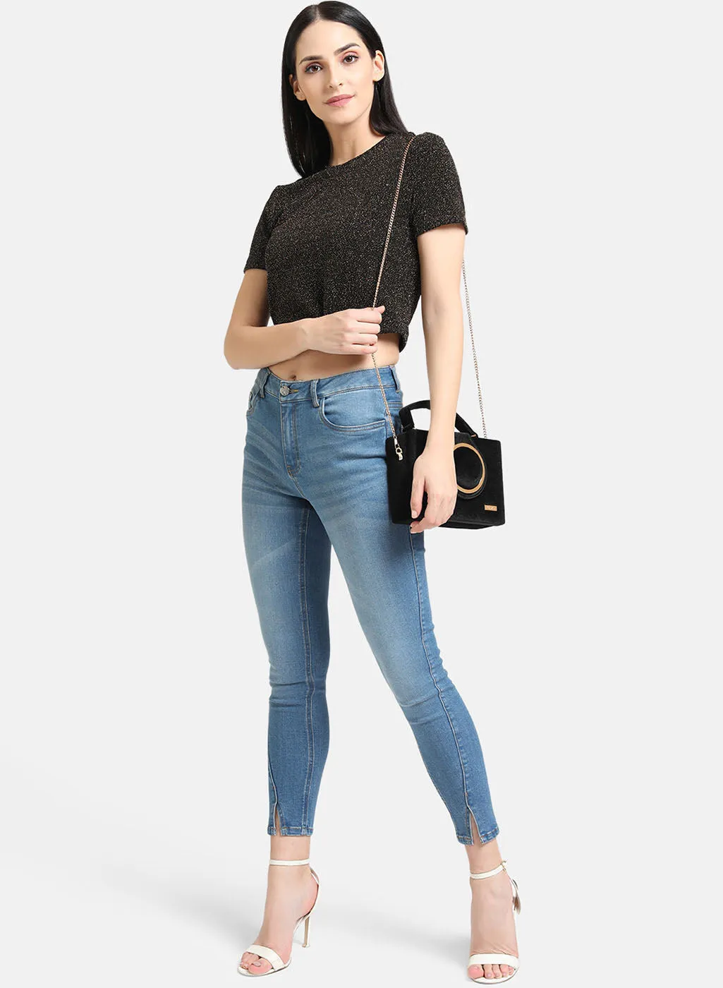 Black Lurex Crop Top