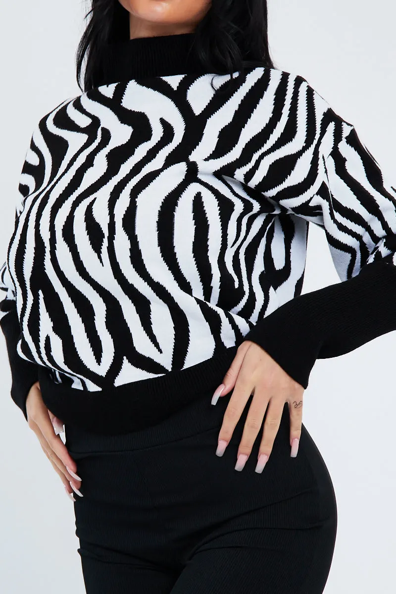 Black White Zebra Print Jumper - Tylin