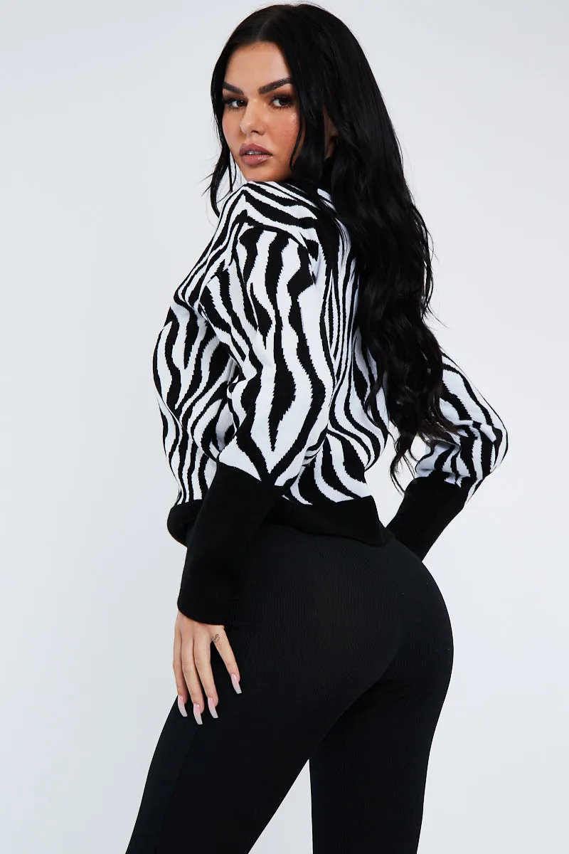 Black White Zebra Print Jumper - Tylin