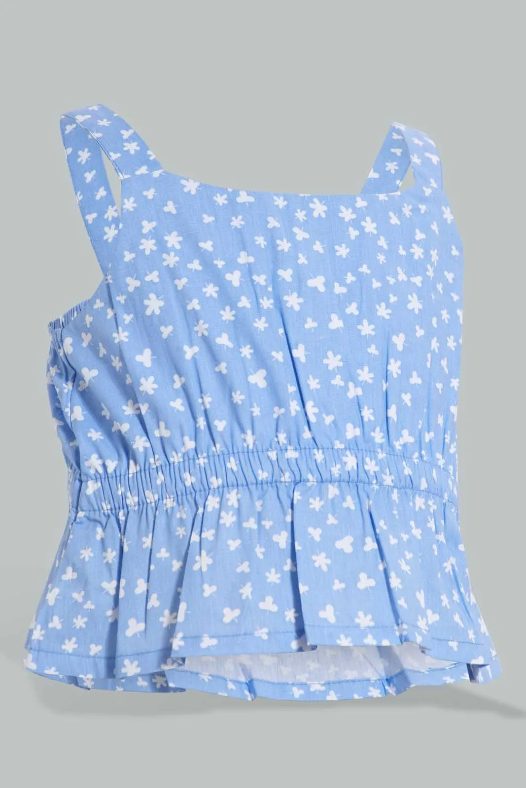 Blue Floral Top And Skirt Set For Baby Girls (Pack of 2)