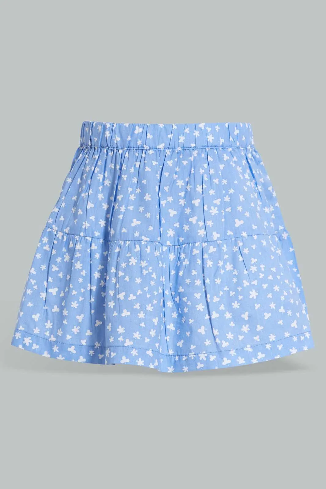 Blue Floral Top And Skirt Set For Baby Girls (Pack of 2)