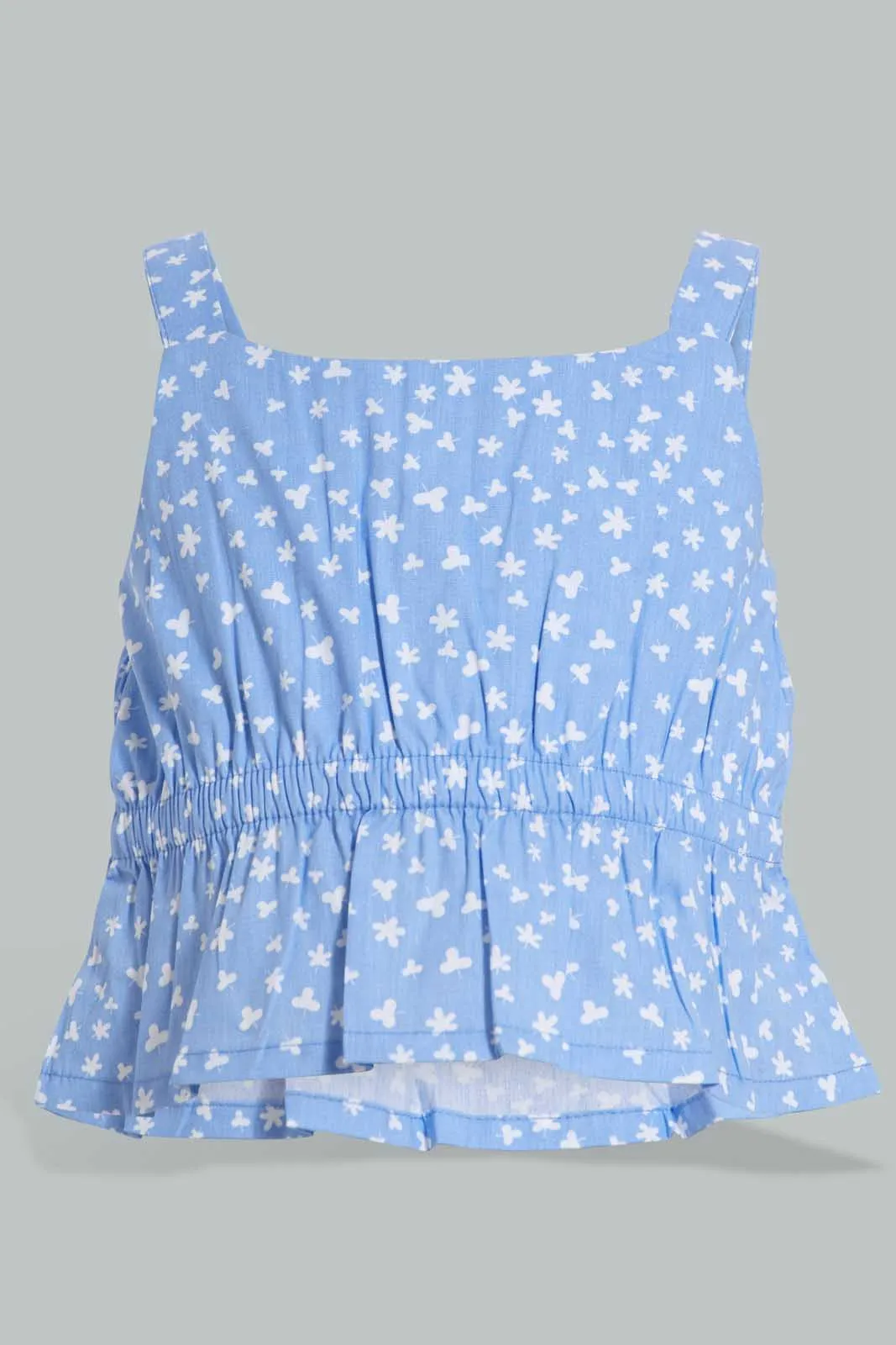 Blue Floral Top And Skirt Set For Baby Girls (Pack of 2)