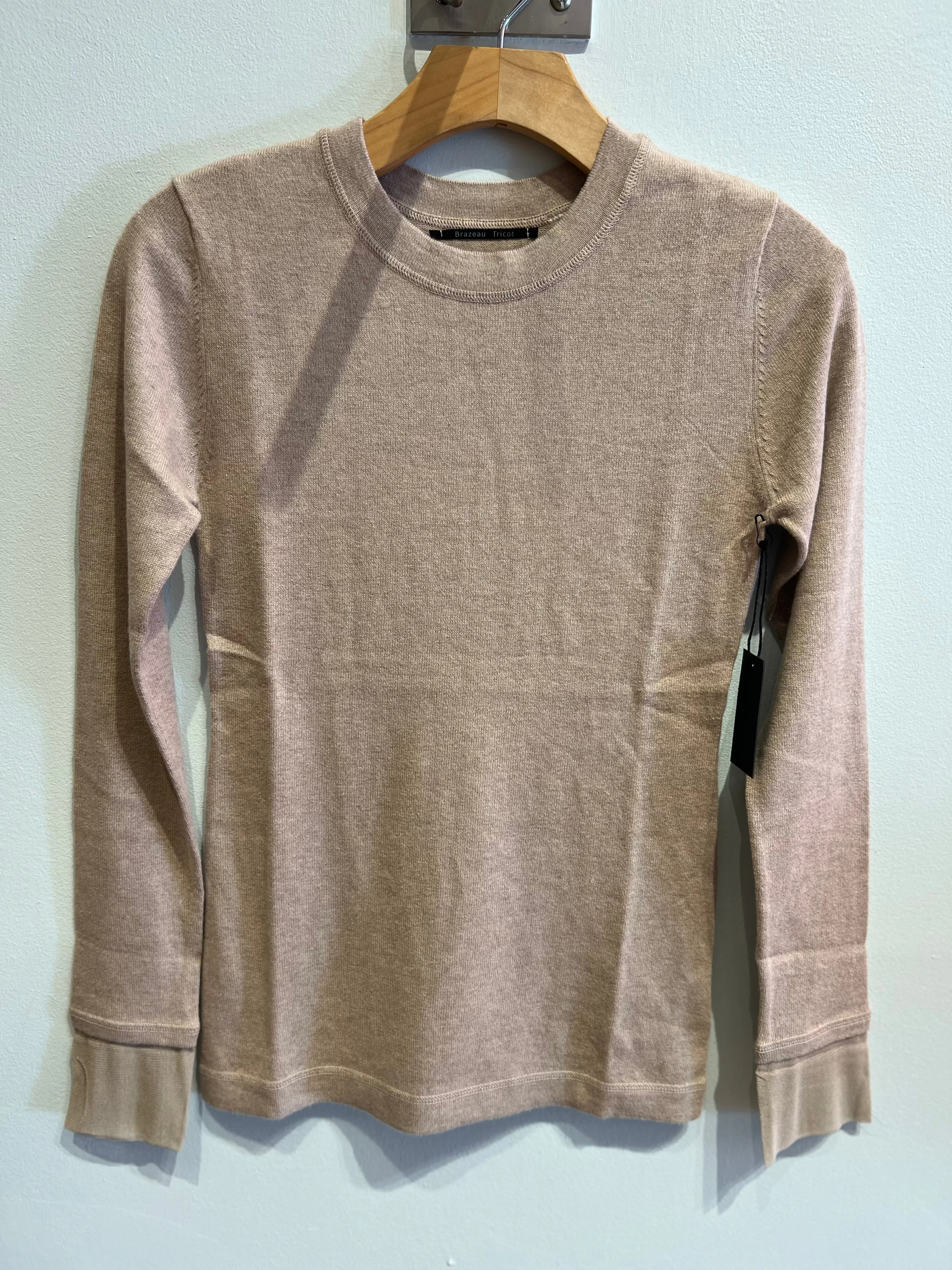 Brazeau Tricot - L/S Cotton Cashmere shirt in Toast