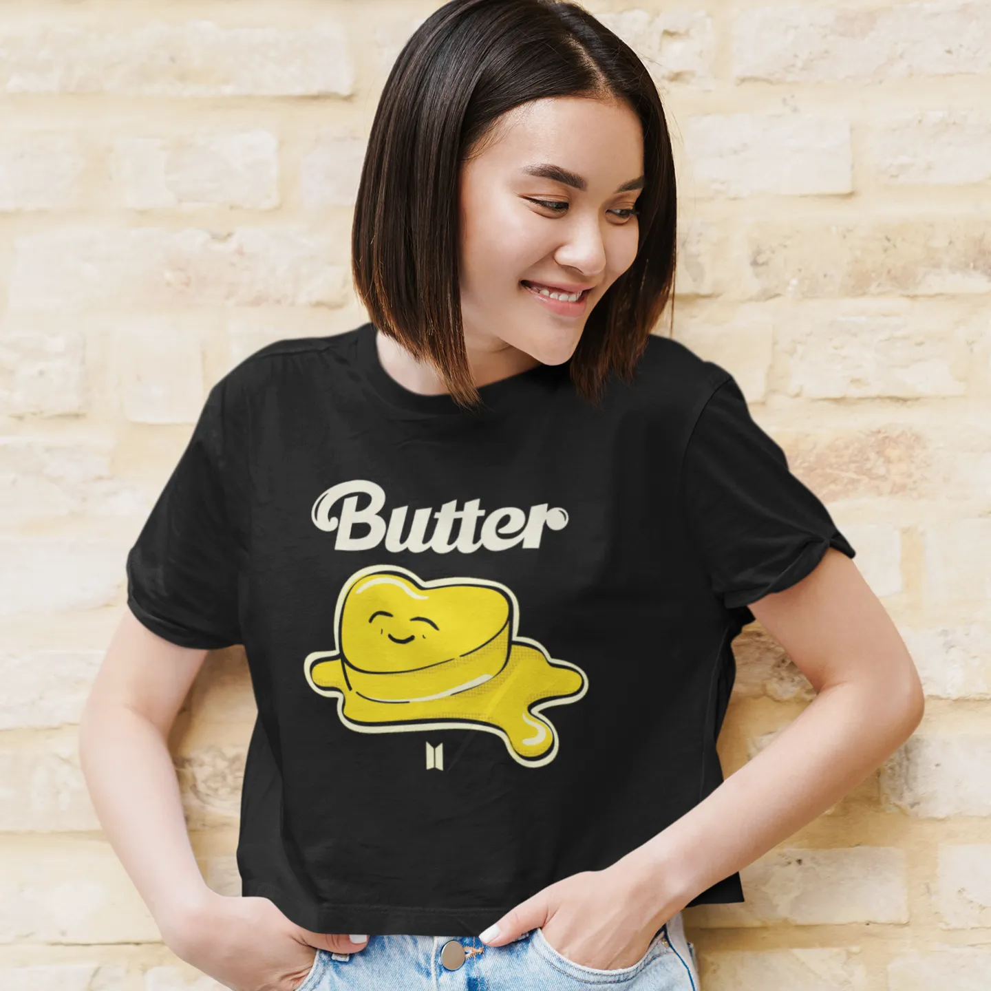 Butter : BTS-HALF-SLEEVE CROP TOPS