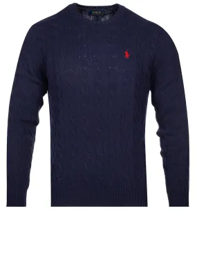 Cable-Knit Wool Cashmere Jumper Navy