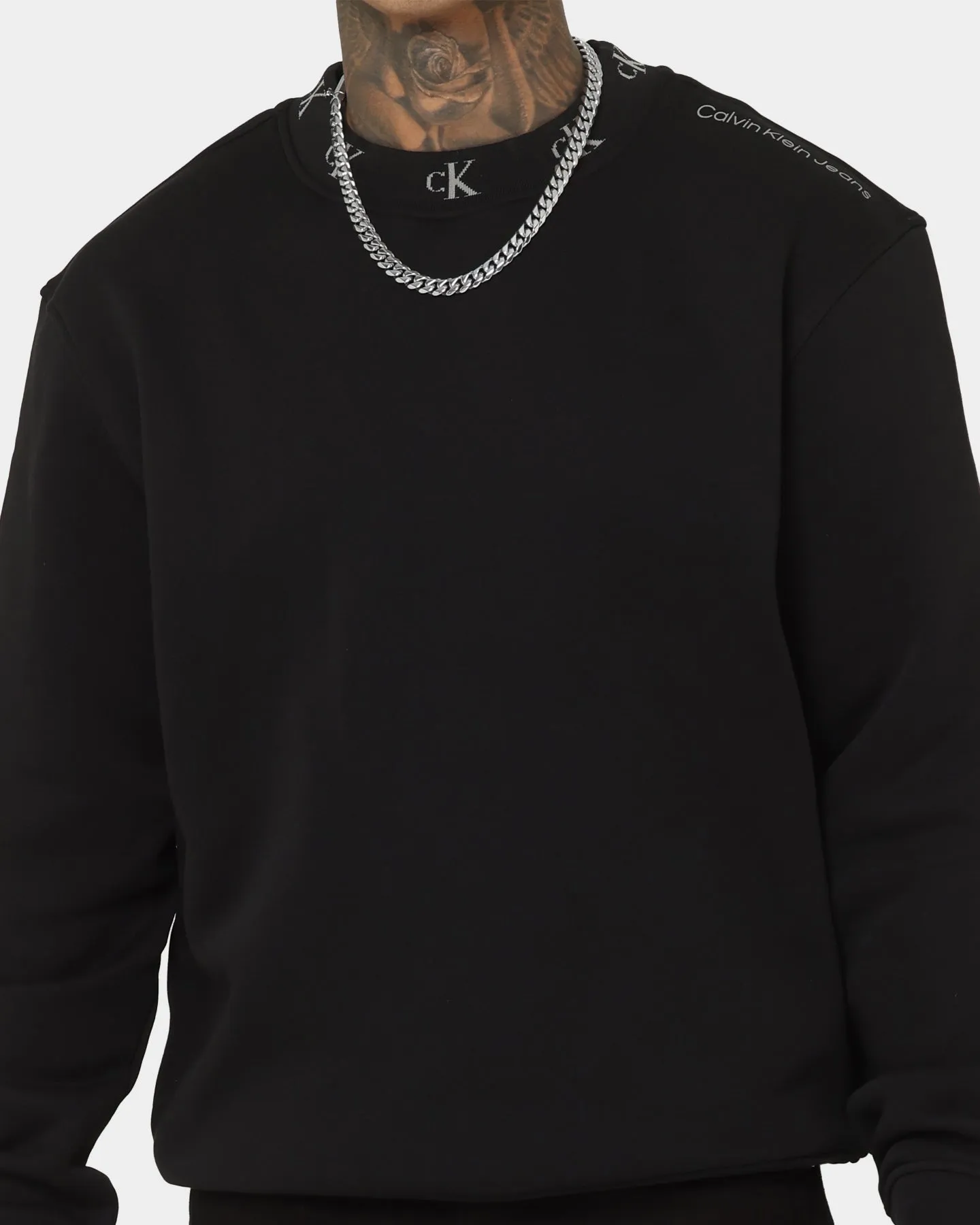 Calvin Klein Logo Jacquard Crewneck Ck Black