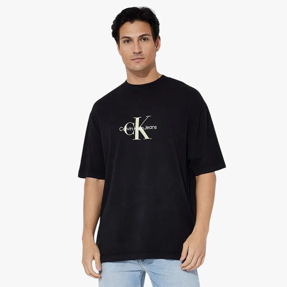 Calvin Klein Mens Archival Monologo Short Sleeve Tee Black