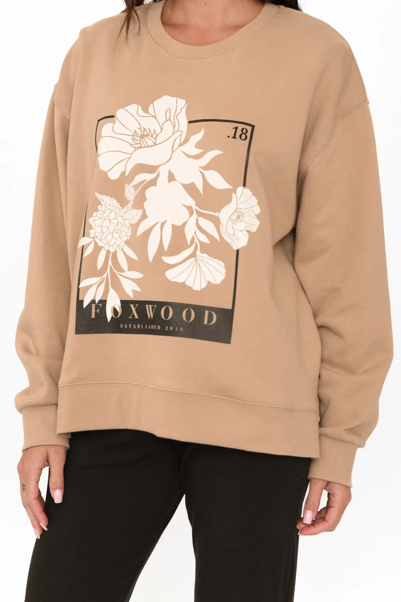 Carnation Tan Cotton Crew Jumper