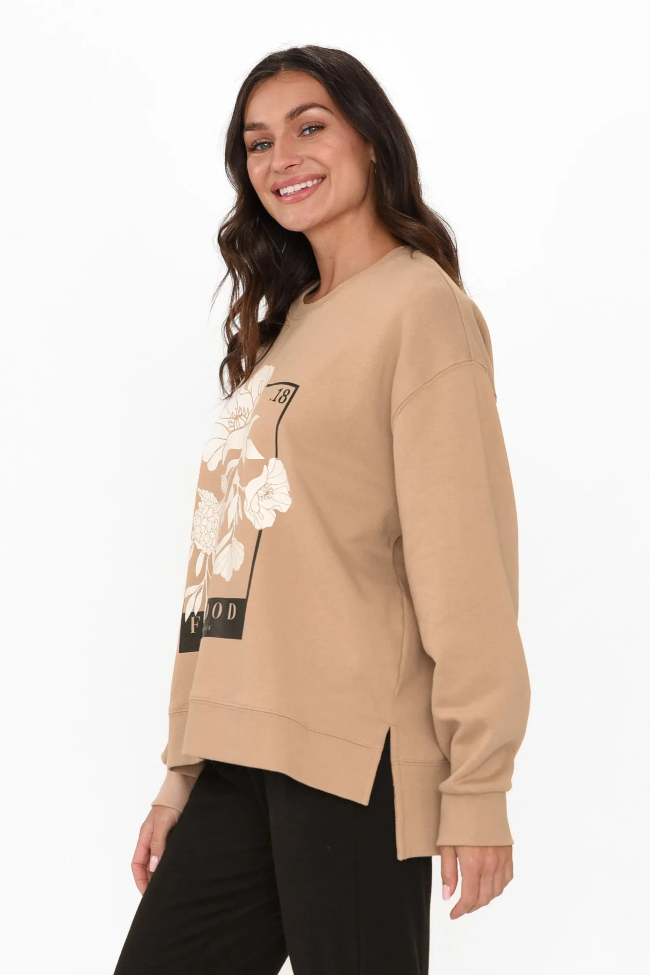 Carnation Tan Cotton Crew Jumper