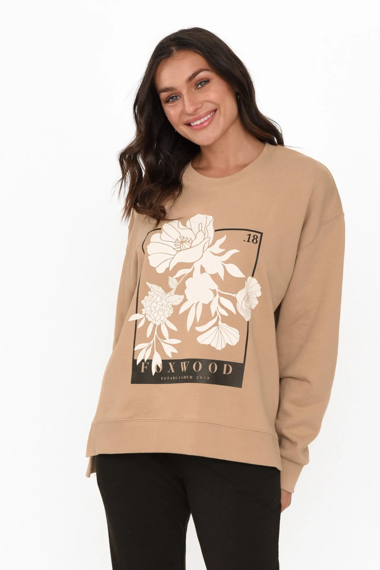 Carnation Tan Cotton Crew Jumper