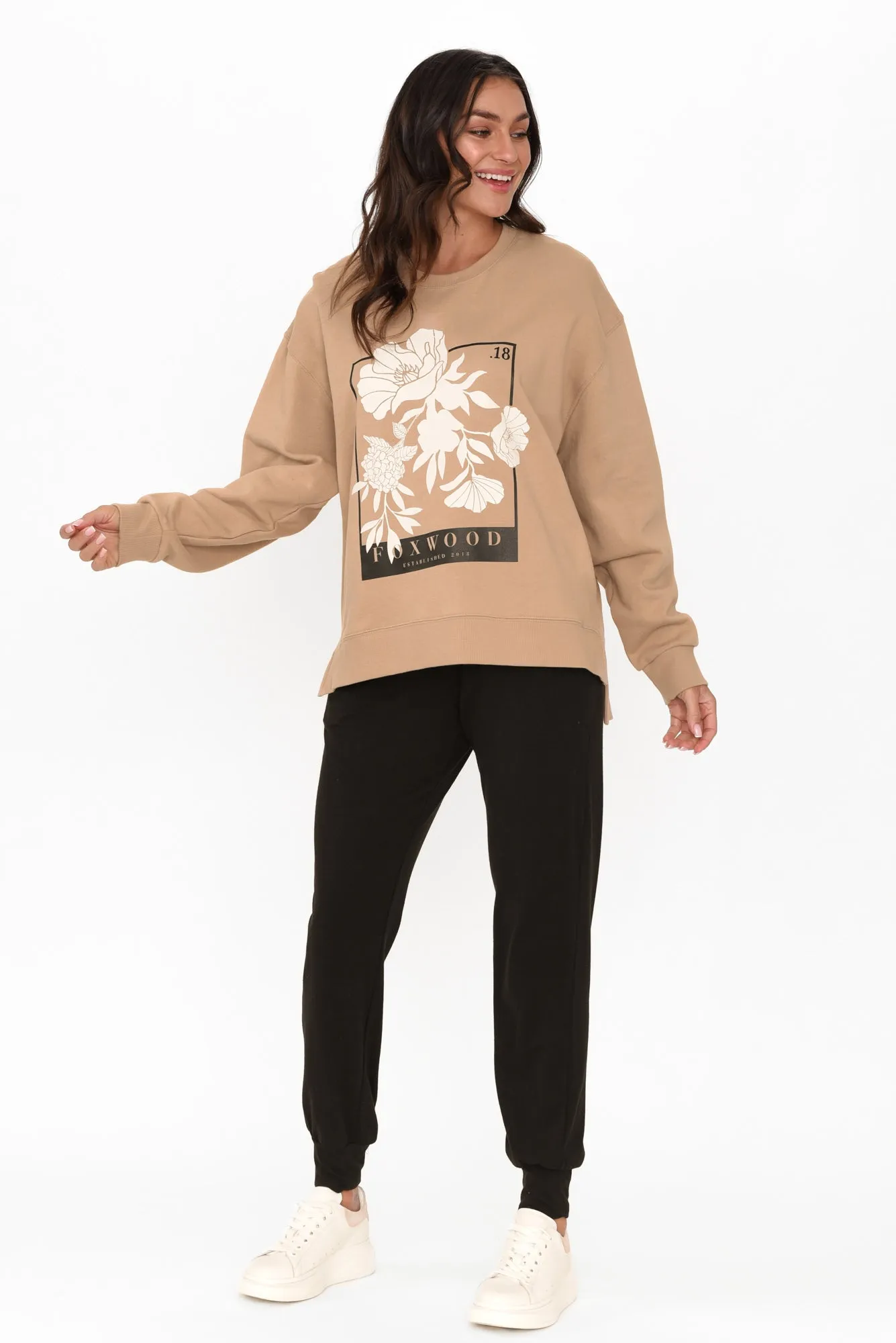 Carnation Tan Cotton Crew Jumper