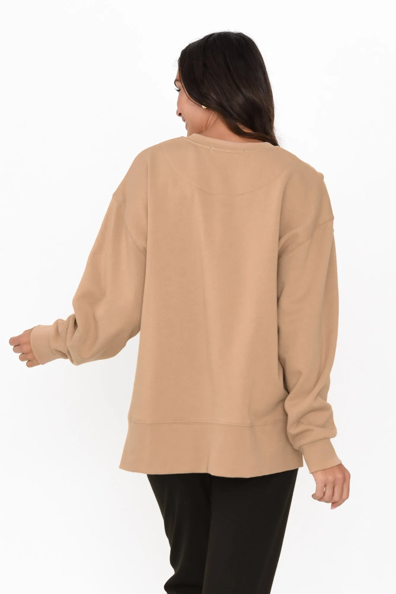 Carnation Tan Cotton Crew Jumper