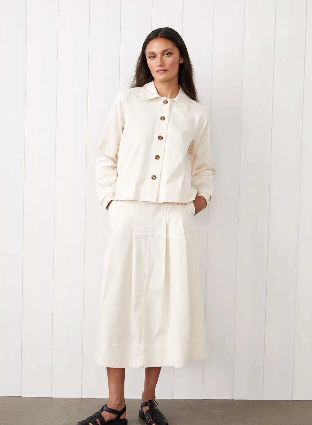 Cava Twill Peacoat in Cream