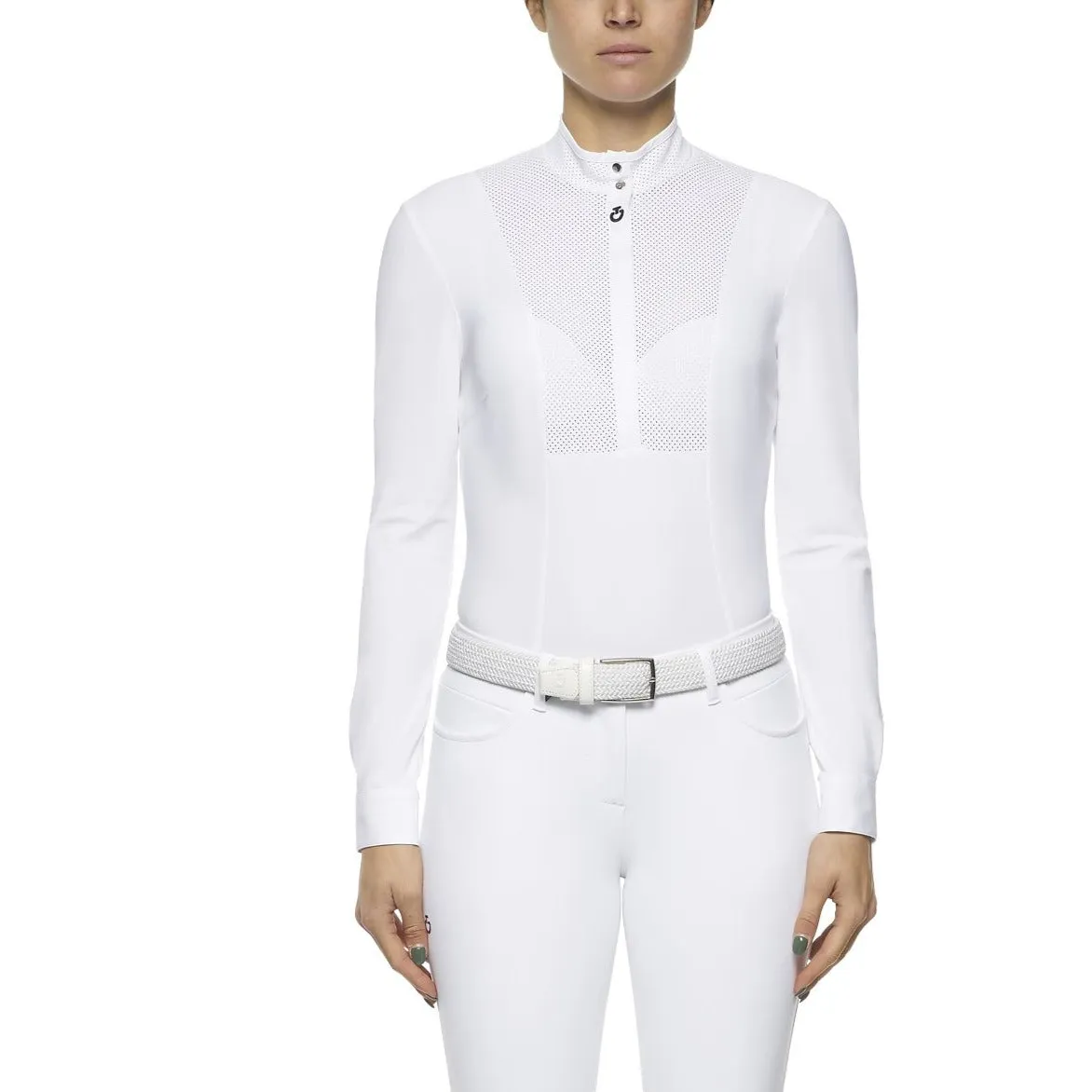 Cavalleria Toscana Perforated Bib and Collar Long Sleeve Shirt