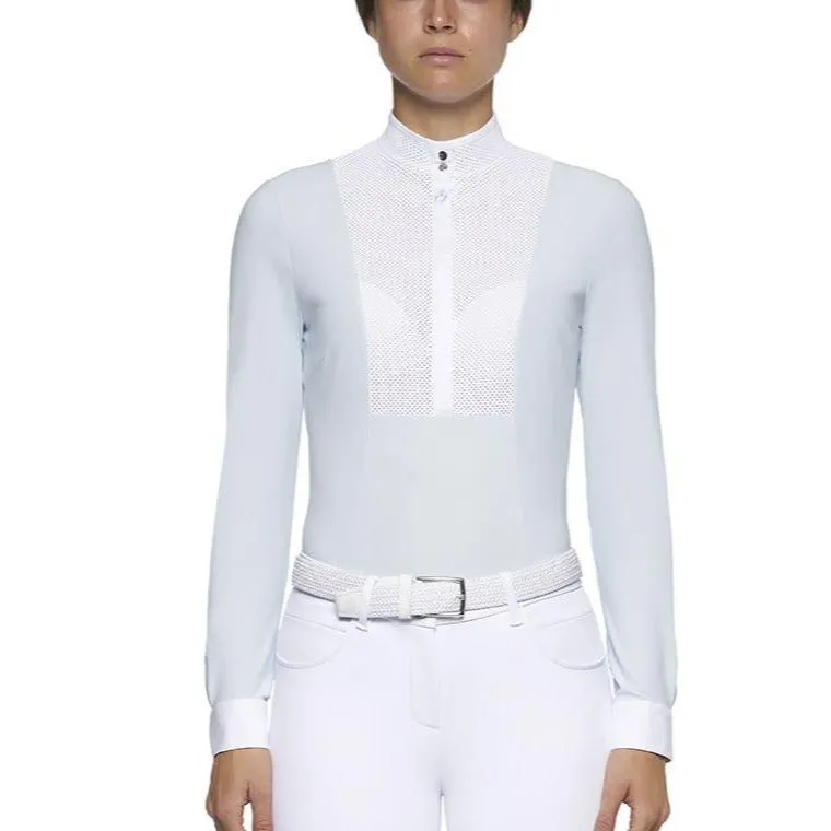 Cavalleria Toscana Perforated Bib and Collar Long Sleeve Shirt